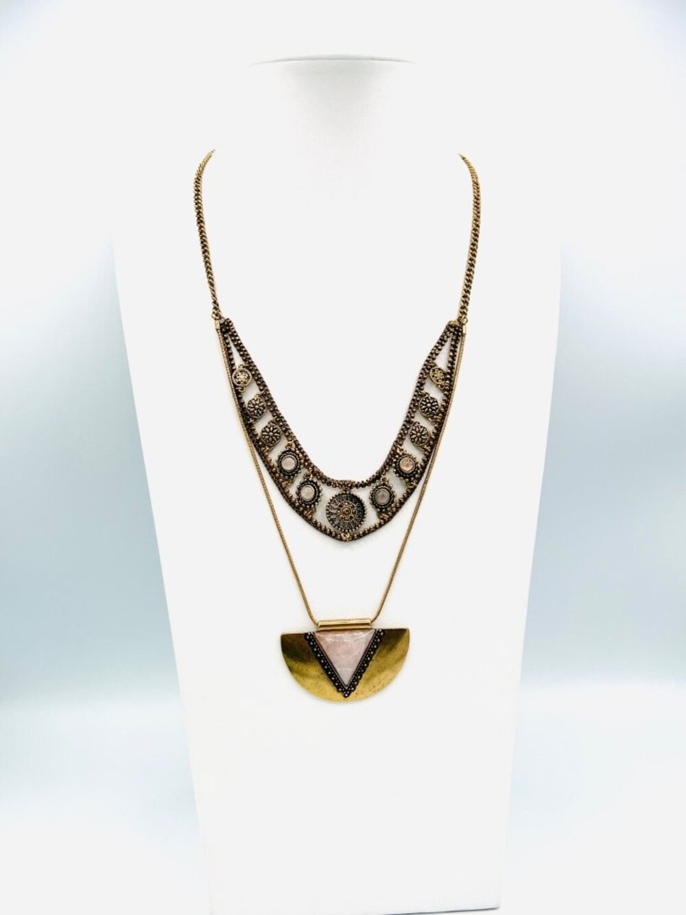 Shut Eye Production Wardrobe ALDO Rose Quartz Statement Necklace w/ COA